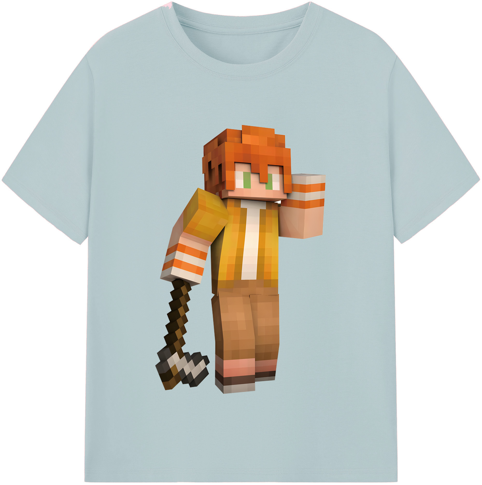 （画像用） マインクラフト ブロックの世界 Minecraft MC Block world 綿100％半袖Tシャツ（フロントプリント）